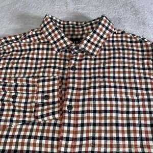 Gap Shirt Mens Large Brown Plaid Flannel Long Sleeve Organic Cotton Lumberjack